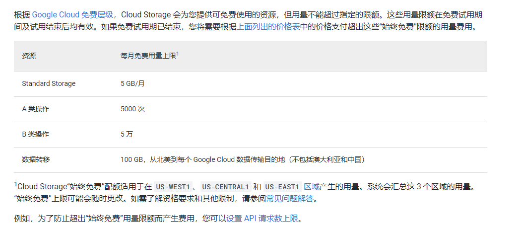 GCS免费额度